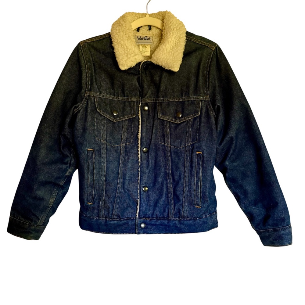 Vintage VanCort Sherpa Lined Trucker Denim Jean Jacket Kids Size 18‎ XL